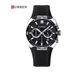 CURREN Cronógrafo Deportivo en Silicona color Goma Negra / Negro