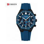 CURREN Cronógrafo Deportivo Bisel en Silicona color Goma Azul / Azul