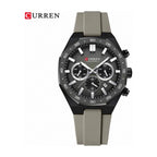 CURREN Cronógrafo Deportivo Bisel en Silicona color Goma Gris / Negro