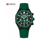 CURREN Cronógrafo Deportivo Bisel en Silicona color Goma Verde / Verde