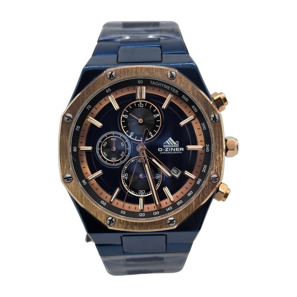 D-ZINER Cronógrafo Deportivo en Acero color Azul y Dorado / Azul
