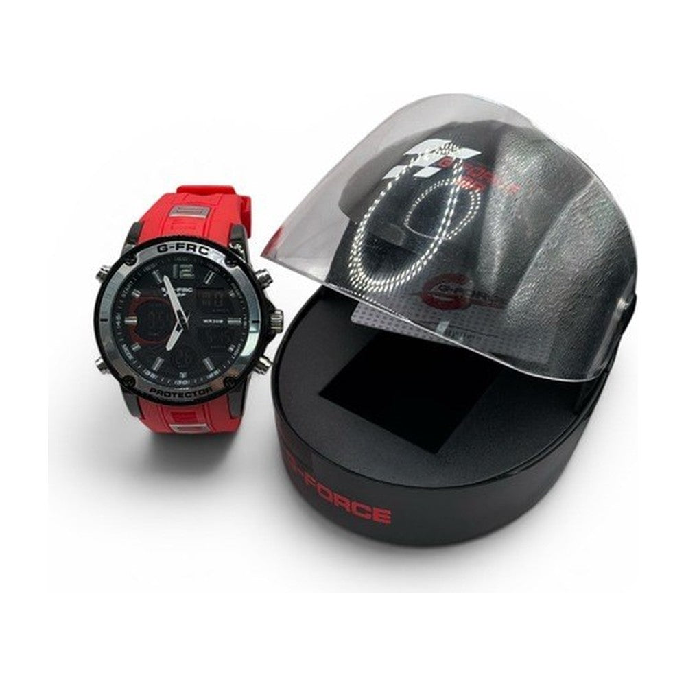 G-FORCE Reloj Deportivo con Estuche de Regalo color Goma Roja / Negro