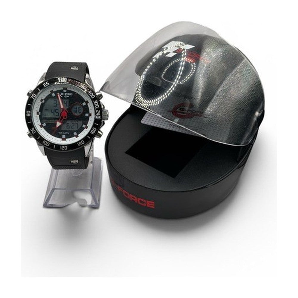 G-FORCE Reloj Deportivo con Estuche de Regalo color Goma Negra / Negro