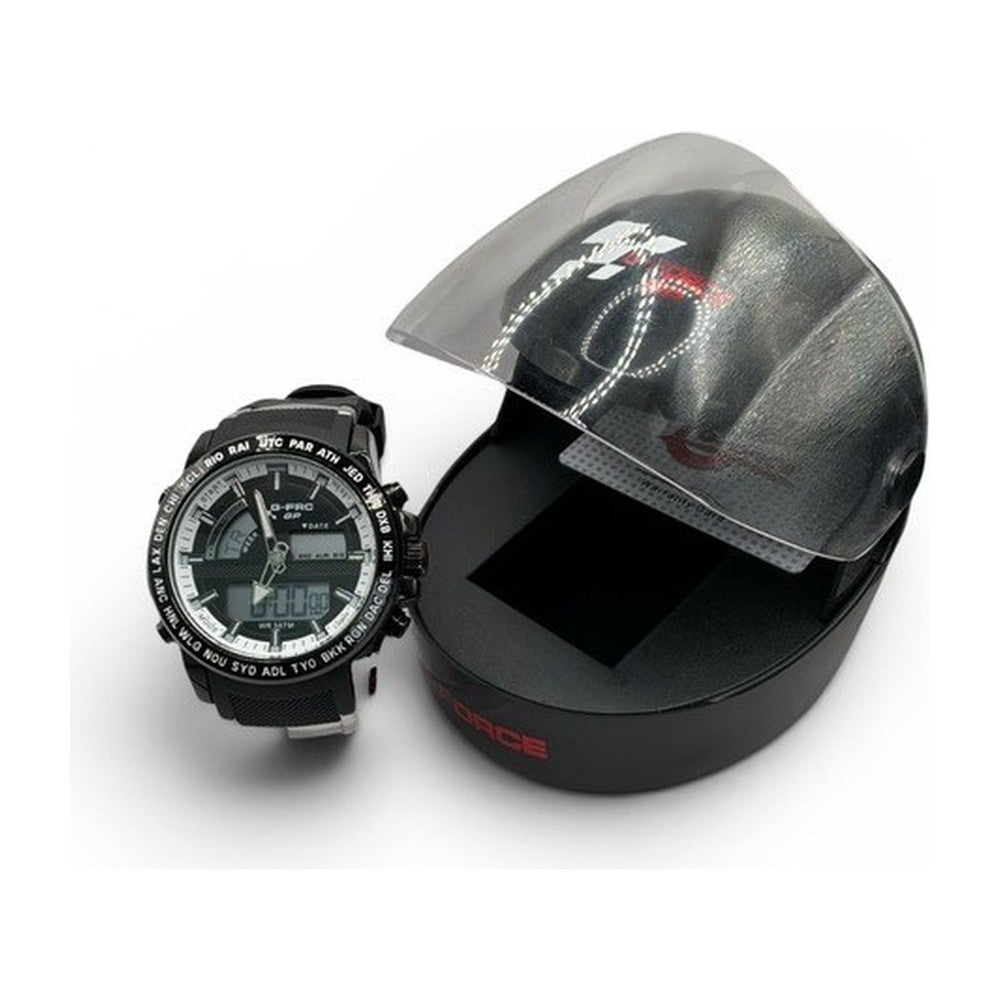 G-FORCE Reloj Deportivo con Estuche de Regalo color Goma Negra / Verde