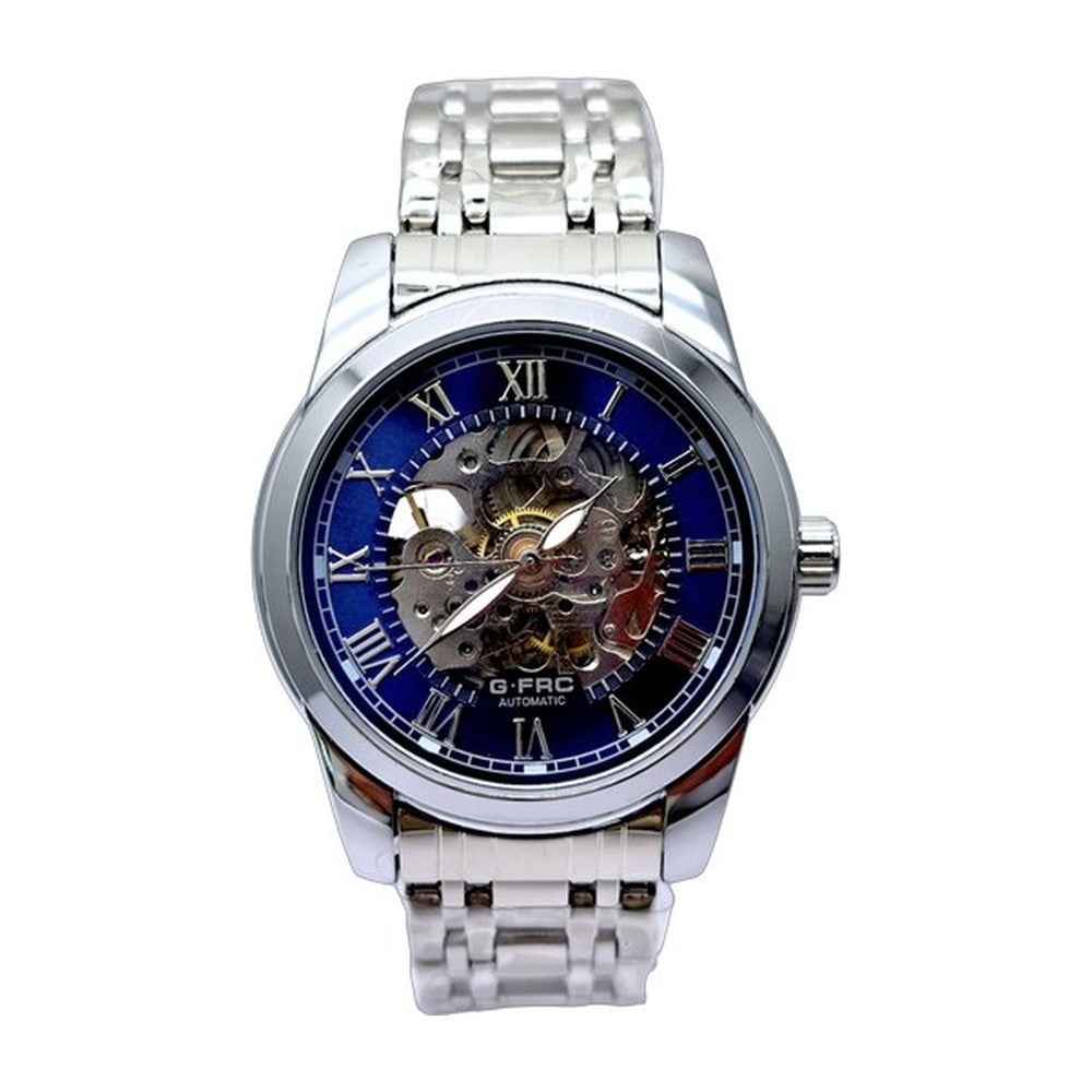 G-FORCE Automático Esqueleto en Acero color Plateado / Esqueleto Azul Rey