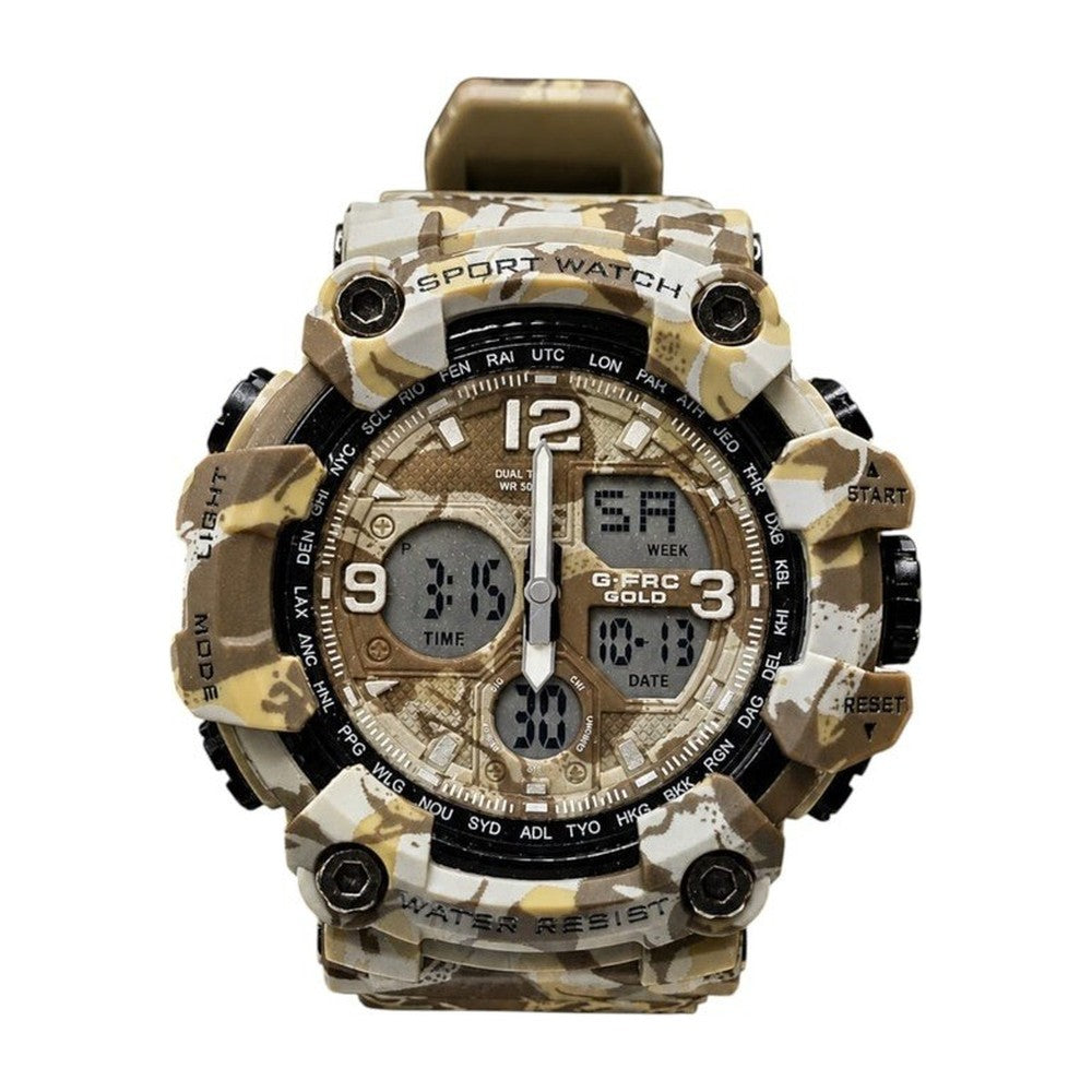 G-FORCE Reloj Táctico Doble Hora color Camuflado Beige / Negro