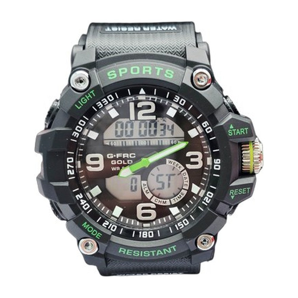 G-FORCE Doble Hora Deportivo Gold color Goma Gris / Verde