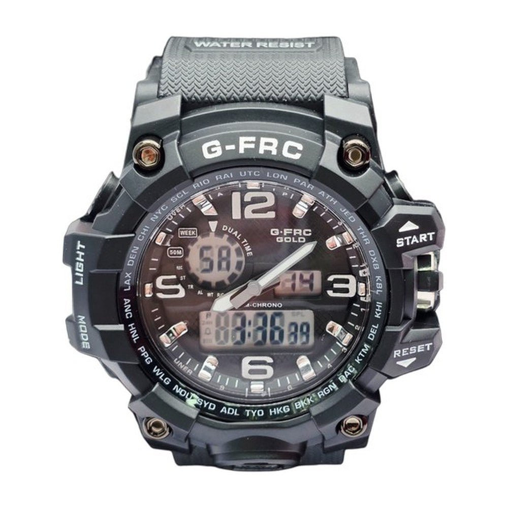 G-FORCE Doble Hora Analógico Digital color Goma Gris / Café
