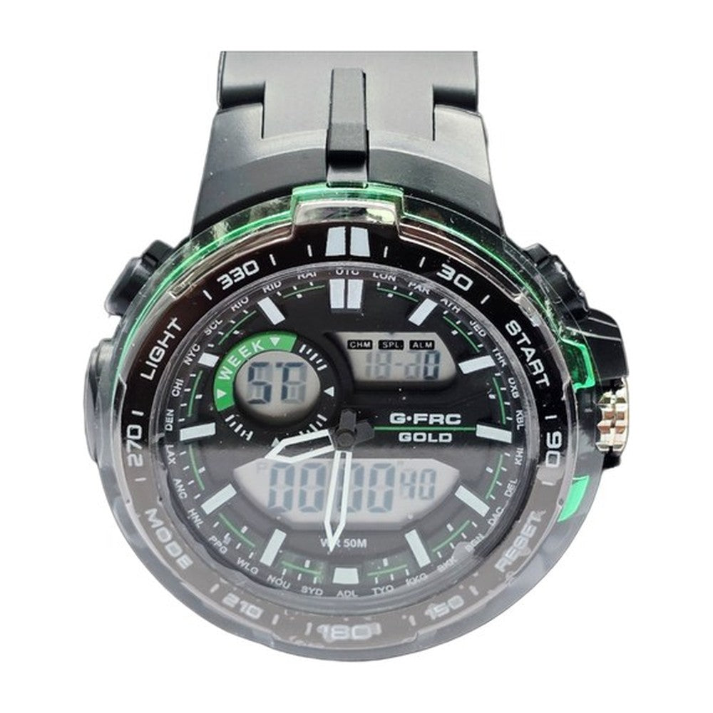 G-FORCE Doble Hora Analógico Digital color Goma Gris / Verde
