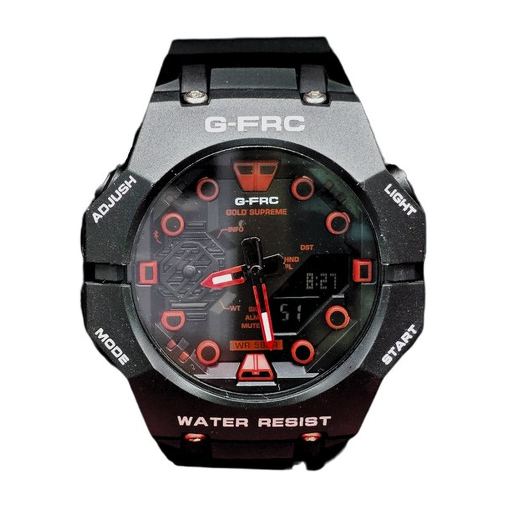 G-FORCE Doble Hora Supreme en Silicona color Goma Negra / Rojo