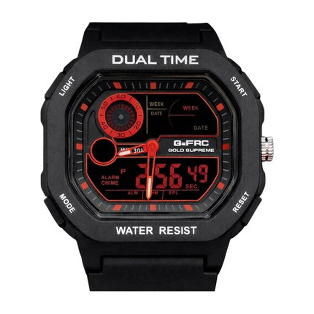 G-FORCE Doble Hora Supreme en Silicona color Goma Negra / Rojo Digital