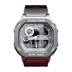 G-FORCE Doble Hora Supreme en Silicona color Goma Vinotinto / Plateado