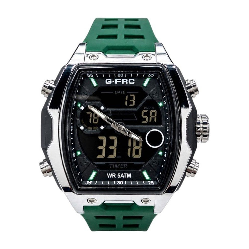 G-FORCE Doble Hora Supreme Rectangular color Goma Verde / Negro