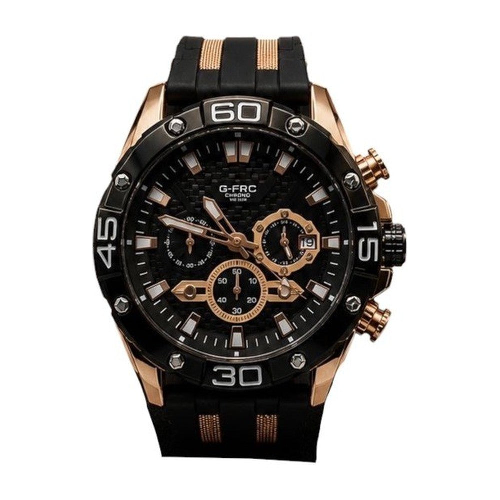 G-FORCE Cronógrafo Supreme Deportivo color Goma Negra / Oro Rosa