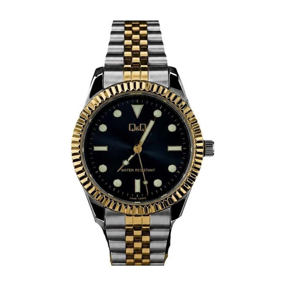 Q&Q Reloj en Acero con Bisel Deportivo color Plateado y Dorado / Negro