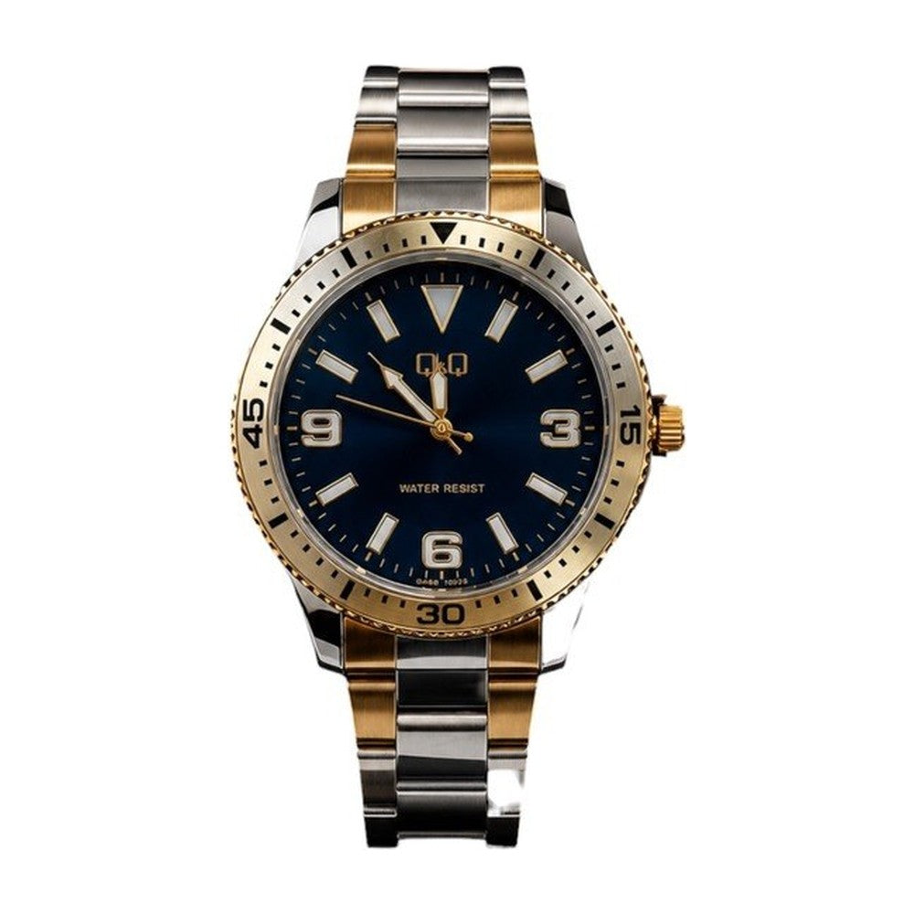Q&Q Reloj en Acero con Bisel Deportivo color Plateado y Dorado / Azul