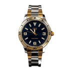 Q&Q Reloj en Acero con Bisel Deportivo color Plateado y Dorado / Azul