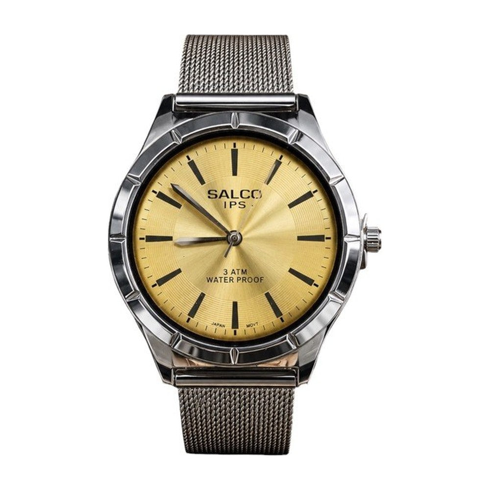 SALCO Quartz Reloj Clásico Metálico color Plateado Malla / Dorado