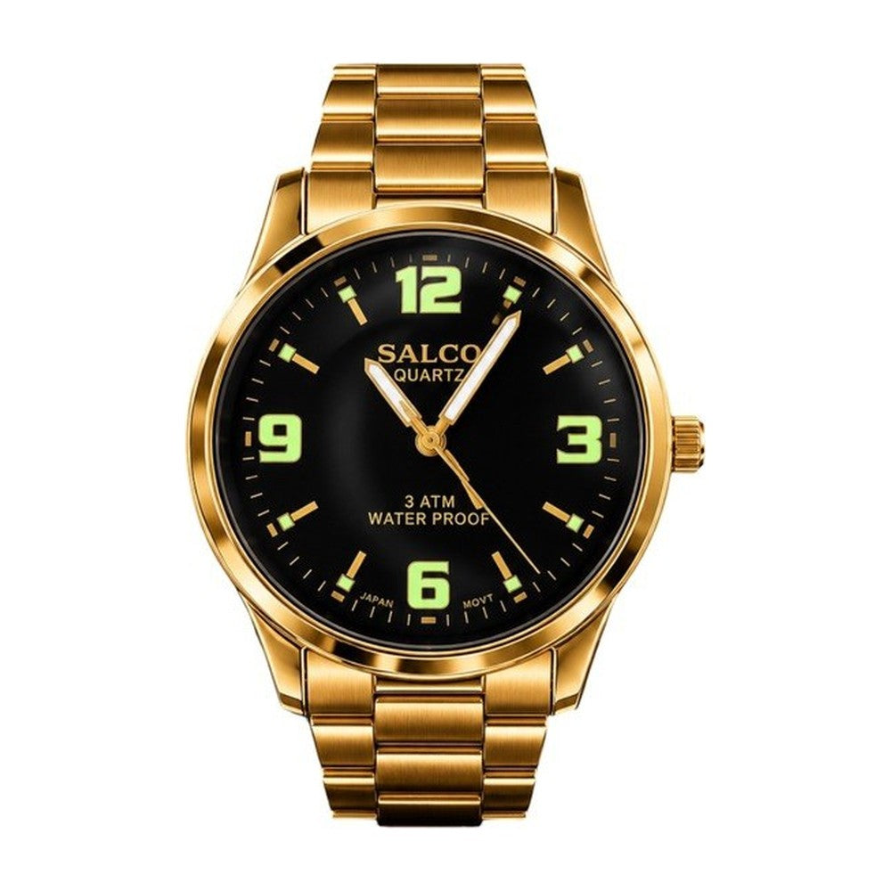 SALCO Quartz Reloj Clásico Metálico color Dorado / Negro