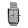 SALCO Quartz Reloj Rectangular Metálico color Plateado Malla / Blanco