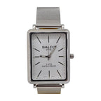 SALCO Quartz Reloj Rectangular Metálico color Plateado Malla / Blanco