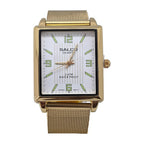 SALCO Quartz Reloj Rectangular Metálico color Dorado Malla / Blanco