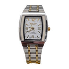SALCO Quartz Reloj Rectangular Metálico color Plateado y Dorado / Blanco